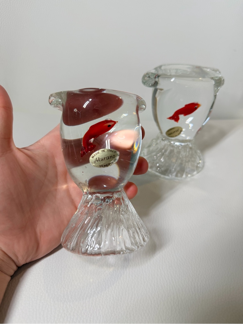 NWT no box Murano Clear Glass Fish Figurine with Red Fish Detail